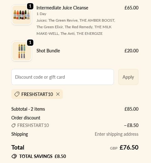 Screenshot of the Presscription discount code working