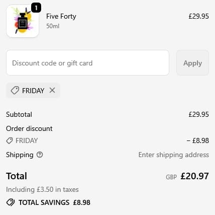 Screenshot of the The Fragrance World discount code working