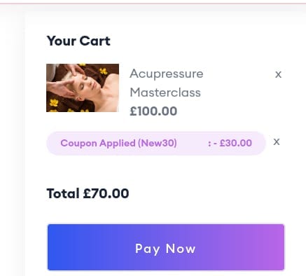 Screenshot of the Of Course discount code working