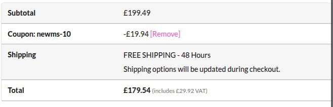 Screenshot of the Monster Shop discount code working