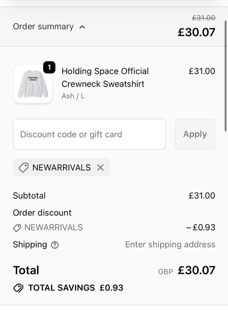 Screenshot of the Fanjoy discount code working