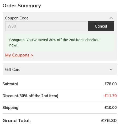 Screenshot of the Jeulia discount code working