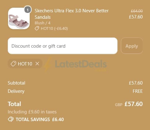 Screenshot of the Brantano discount code working