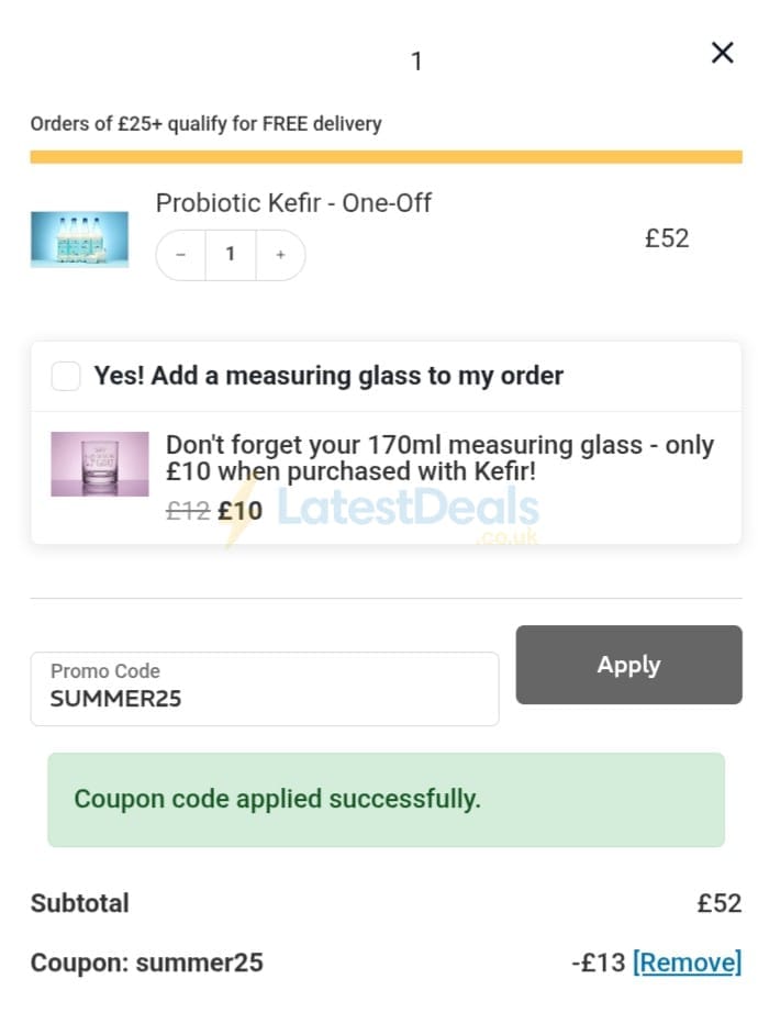 Screenshot of the Chuckling Goat discount code working