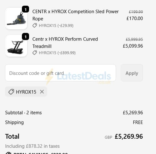 Screenshot of the Wolverson Fitness discount code working