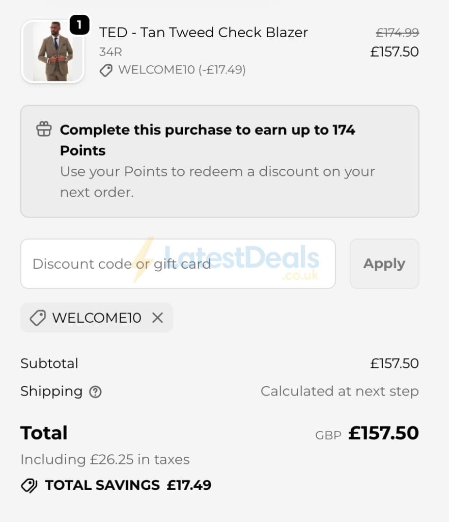 Screenshot of the Marc Darcy discount code working