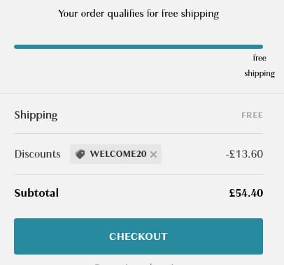 Screenshot of the Served Drinks discount code working