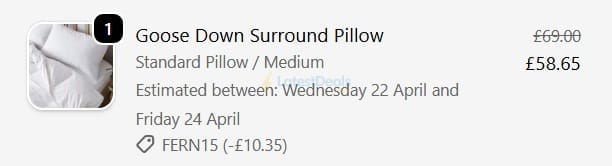 Screenshot of the The Fine Bedding Company discount code working