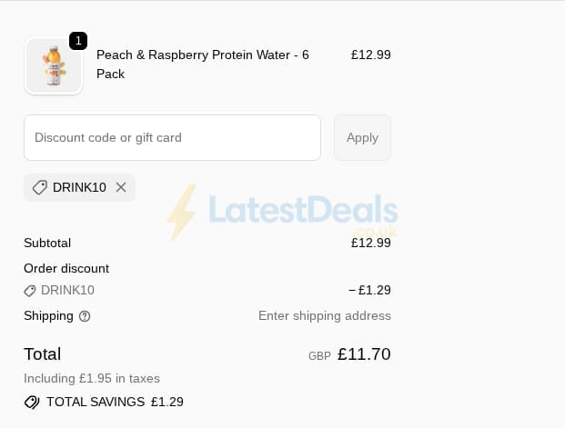 Screenshot of the Vieve discount code working