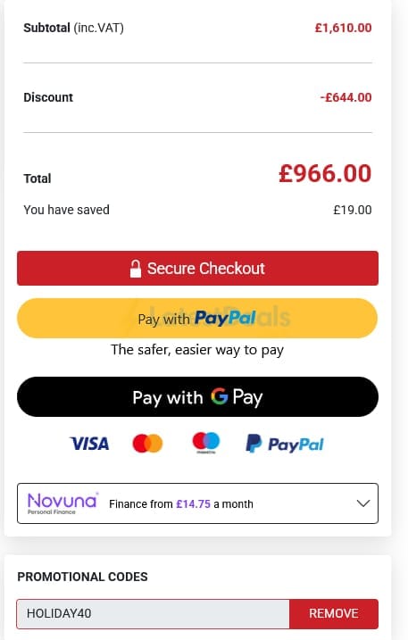 Screenshot of the Garden Buildings Direct discount code working