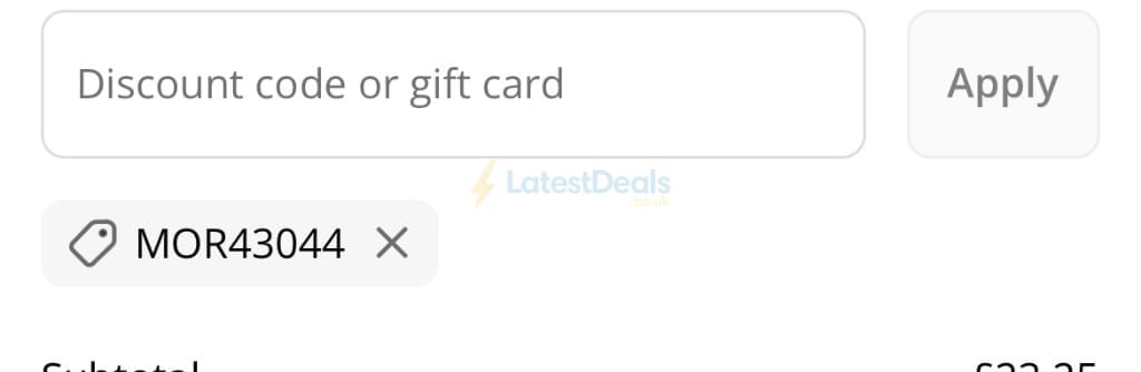 Screenshot of the Tenzo Tea discount code working