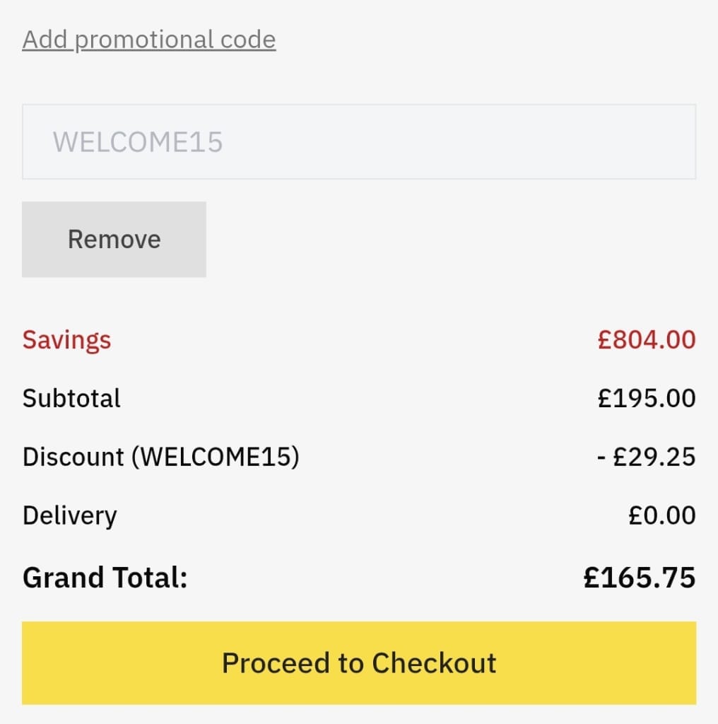 Screenshot of the BrandAlley discount code working