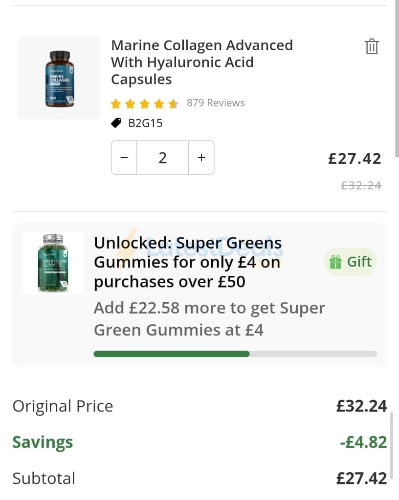 Screenshot of the WeightWorld discount code working