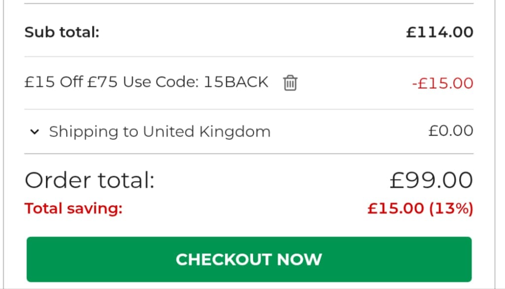 Screenshot of the Argento discount code working