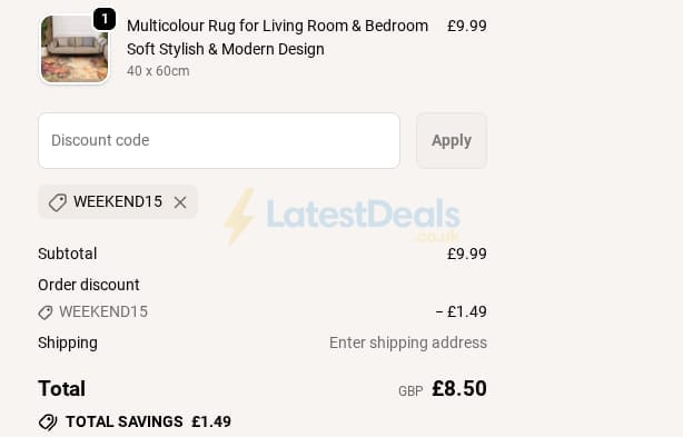 Screenshot of the Imperial Rooms discount code working