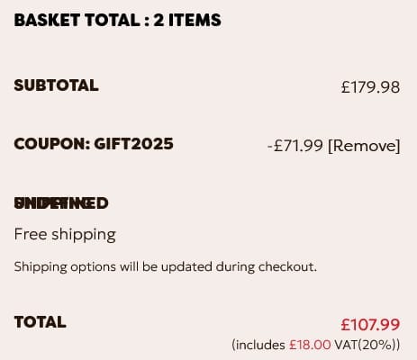 Screenshot of the Instant Pot discount code working
