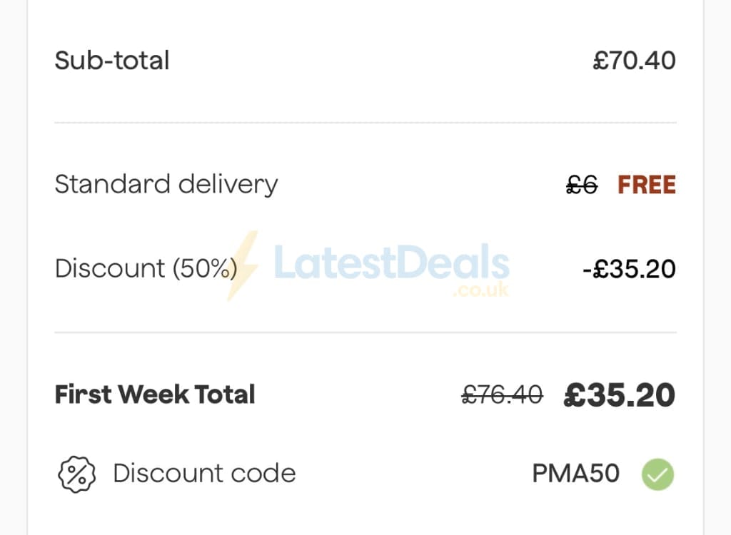 Screenshot of the Frive discount code working