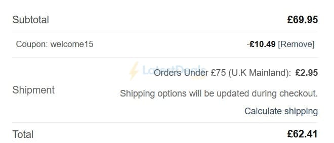 Screenshot of the Nookie discount code working