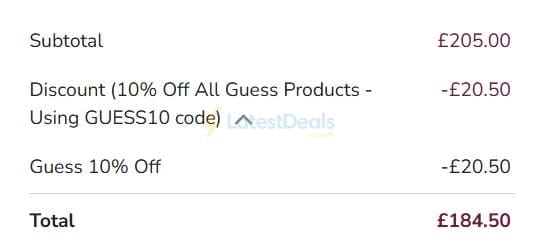 Screenshot of the T. H. Baker discount code working