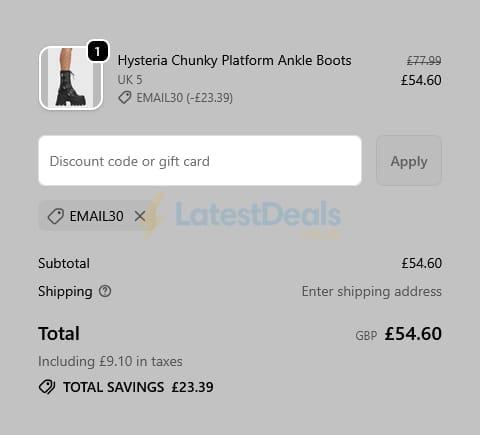 Screenshot of the Lamoda discount code working