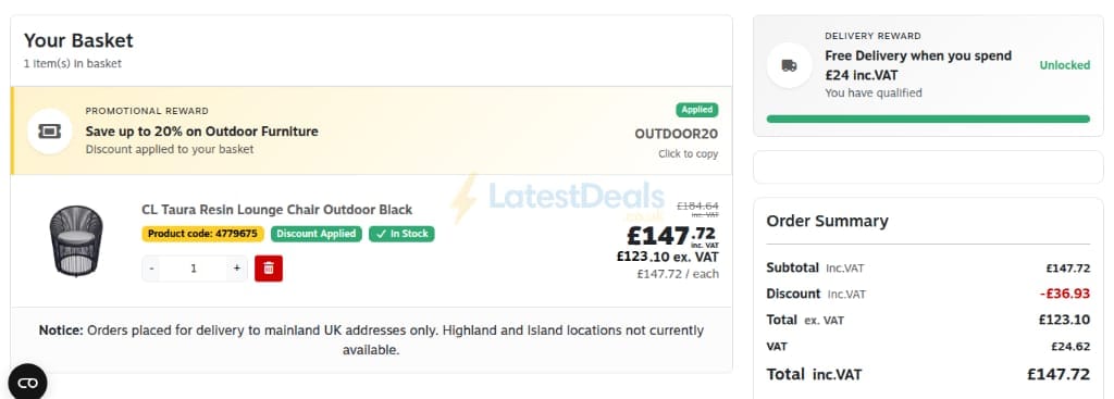 Screenshot of the Staples discount code working