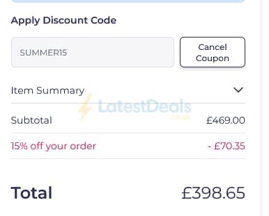 Screenshot of the Happy Beds discount code working