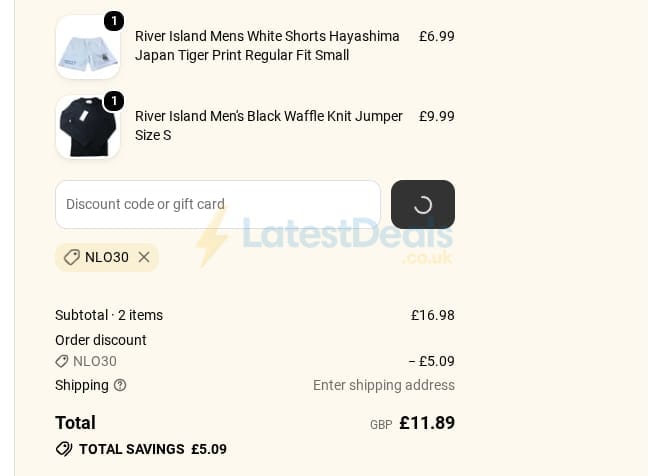 Screenshot of the Newlife the Charity discount code working