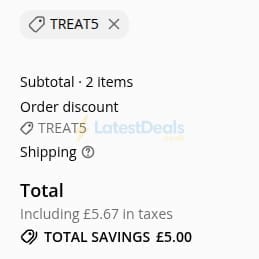 Screenshot of the Letterbox Gifts discount code working
