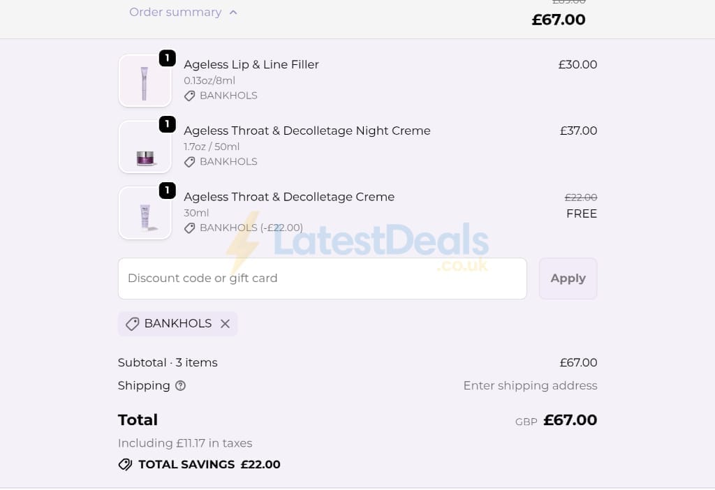 Screenshot of the Prai Beauty discount code working