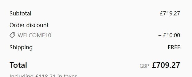 Screenshot of the Roofing Outlet discount code working