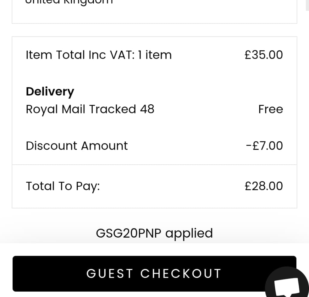 Screenshot of the Klass discount code working