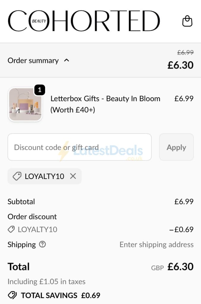 Screenshot of the Cohorted discount code working