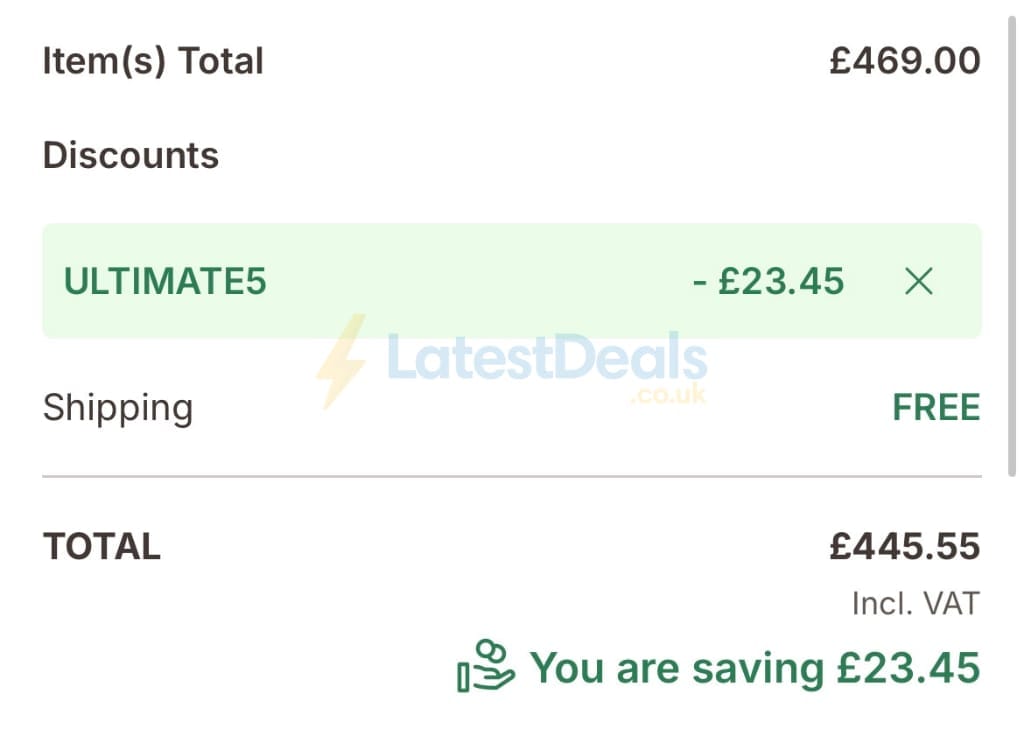 Screenshot of the Emma discount code working