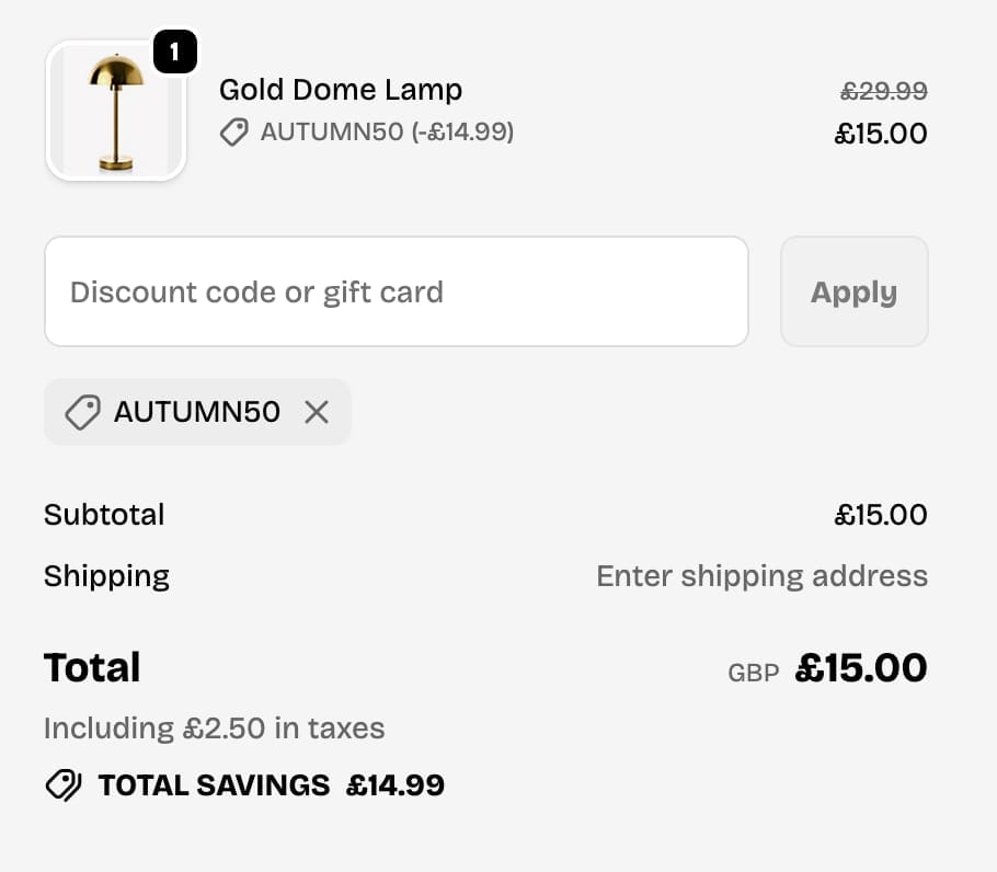 Screenshot of the LULU Loves discount code working