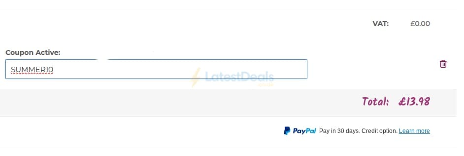 Screenshot of the The Nappy Lady discount code working
