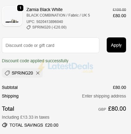 Screenshot of the Steve Madden discount code working