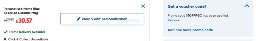 Screenshot of the cardfactory discount code working