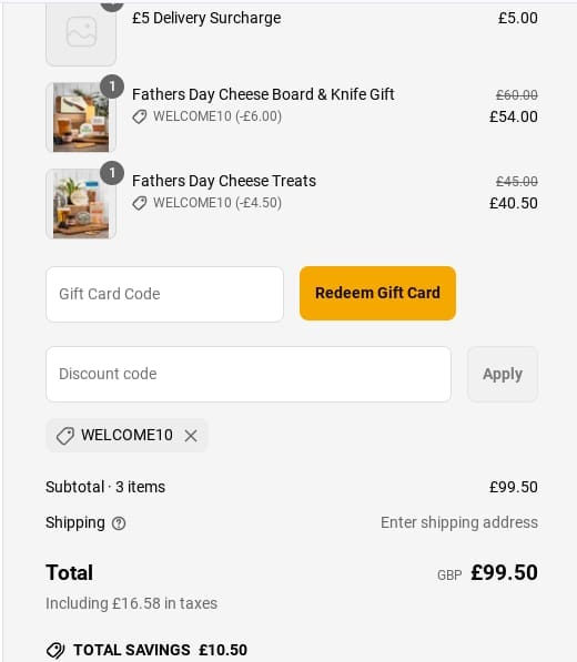 Screenshot of the Paxton & Whitfield discount code working