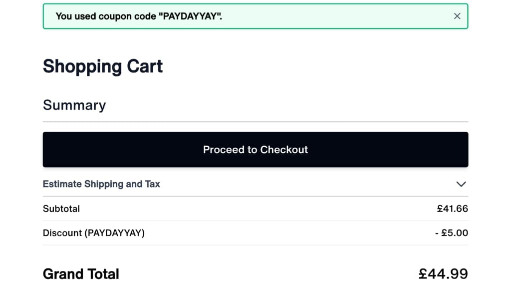 Screenshot of the Geezers Boxing discount code working