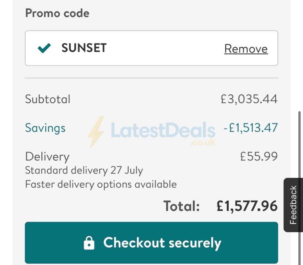 Screenshot of the Photobox discount code working