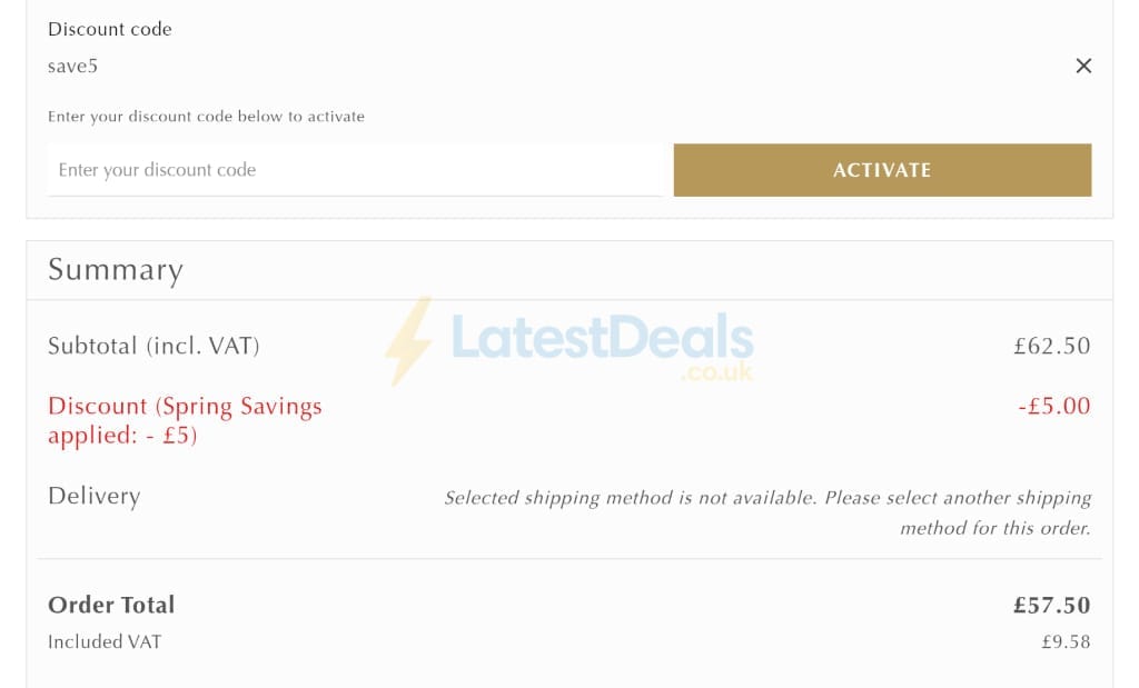 Screenshot of the Lindt discount code working