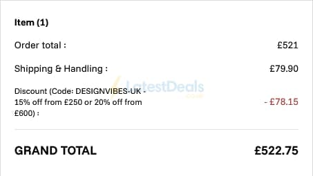 Screenshot of the Made in Design discount code working