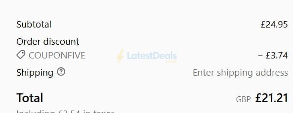 Screenshot of the British Souvenirs discount code working
