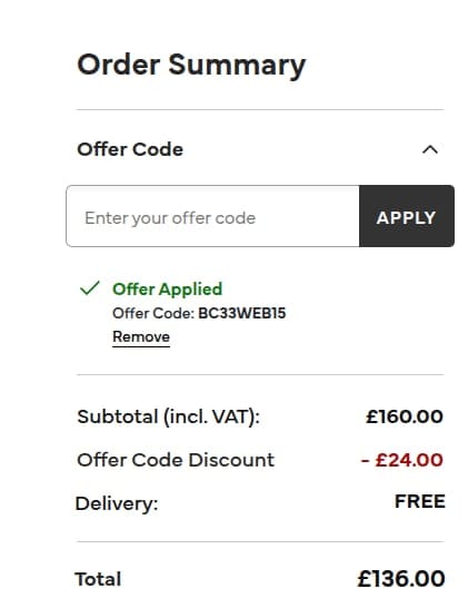 Screenshot of the Bonmarche discount code working