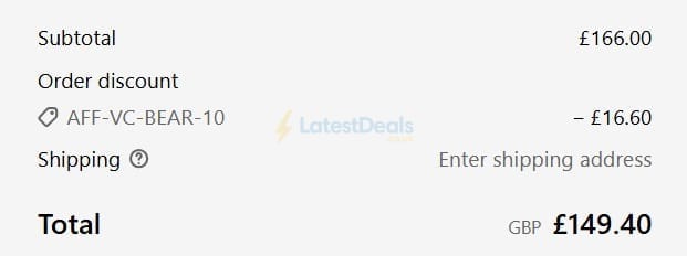 Screenshot of the Wovenhill discount code working