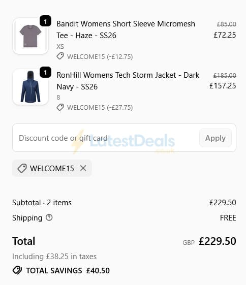 Screenshot of the Run North West discount code working