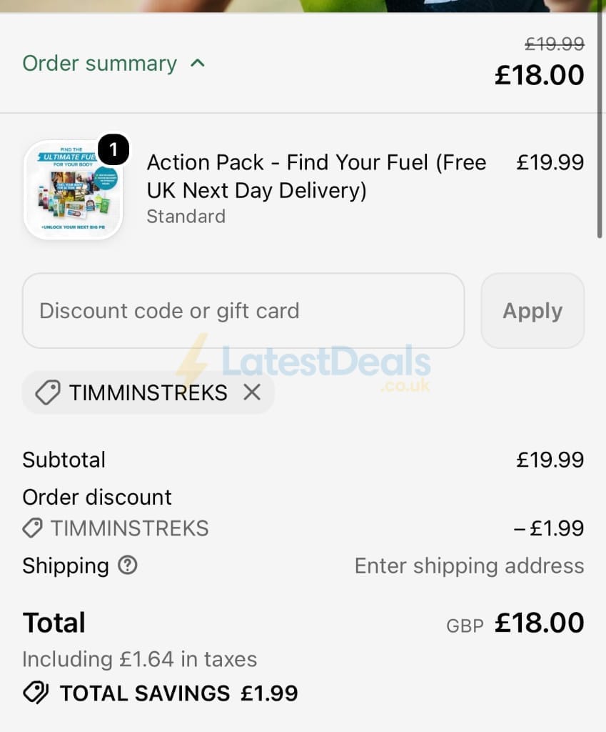 Screenshot of the Kendal Mint Co. discount code working