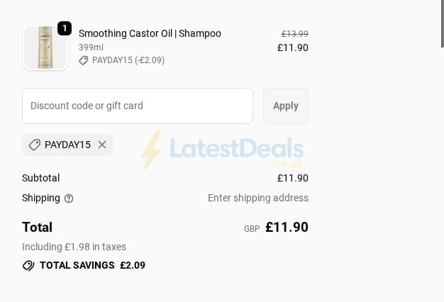 Screenshot of the MYPURE discount code working