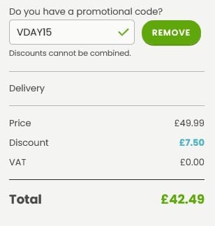 Screenshot of the Hooray Heroes discount code working