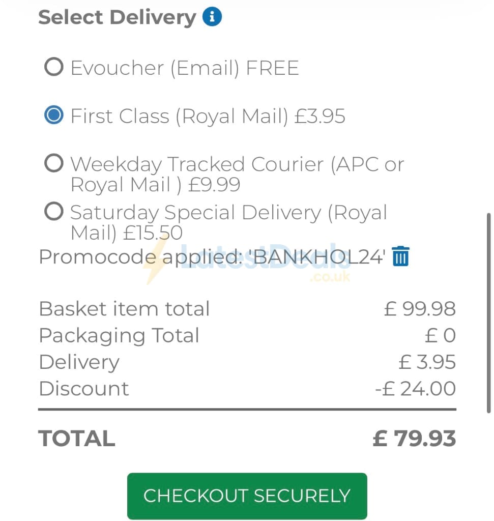 Screenshot of the Into The Blue discount code working